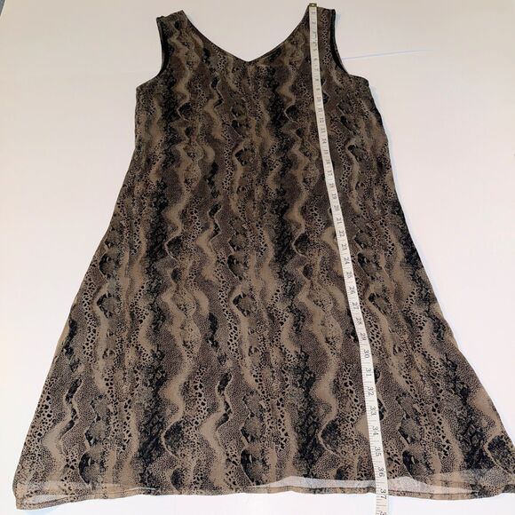 Robbie Bee Sleeveless Silk Shift Dress Python Snake Print Tan Black Neutral 10 - Picture 7 of 10